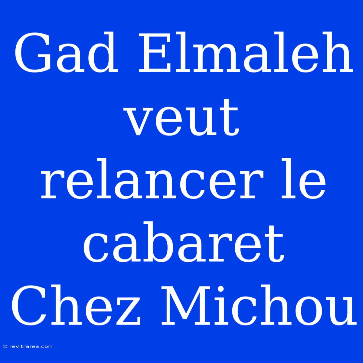 Gad Elmaleh Veut Relancer Le Cabaret Chez Michou