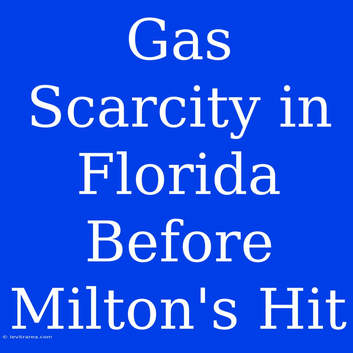 Gas Scarcity In Florida Before Milton's Hit