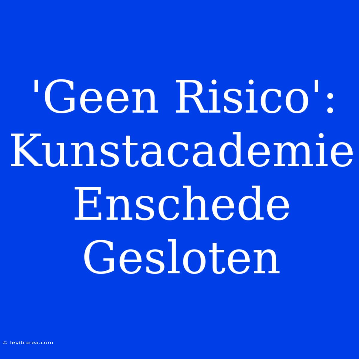 'Geen Risico': Kunstacademie Enschede Gesloten