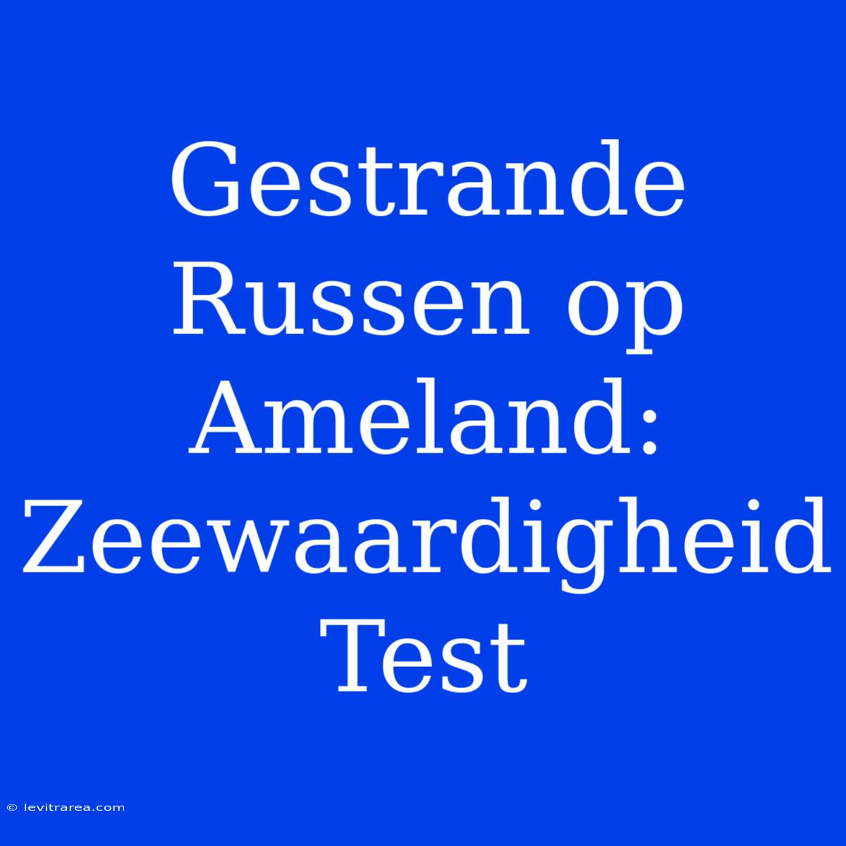 Gestrande Russen Op Ameland: Zeewaardigheid Test