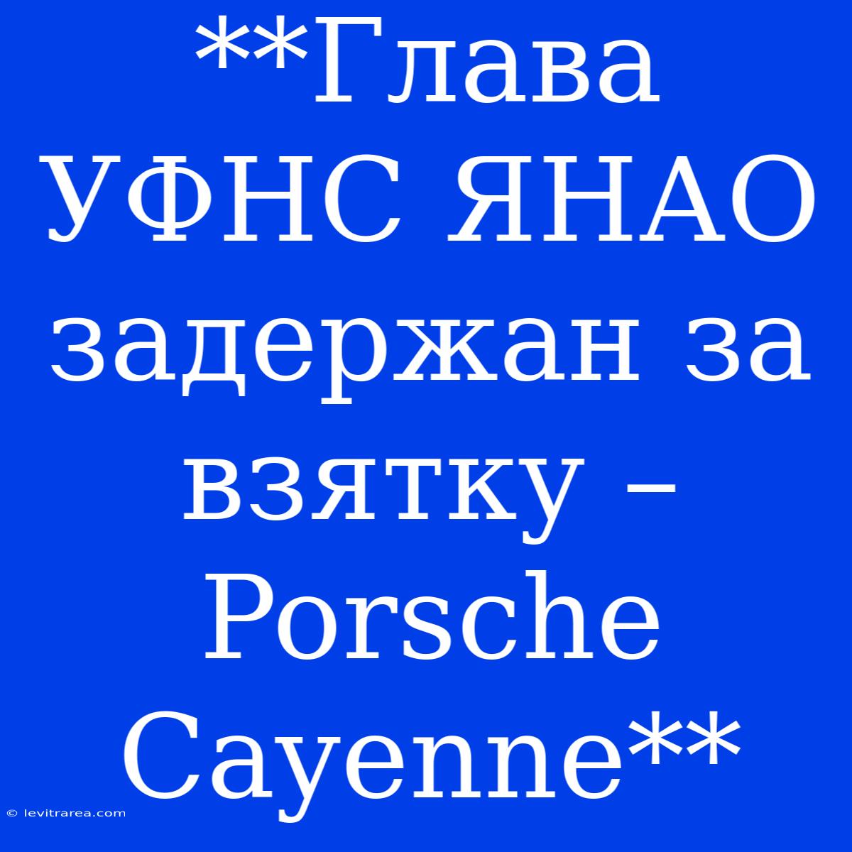 **Глава УФНС ЯНАО Задержан За Взятку – Porsche Cayenne**