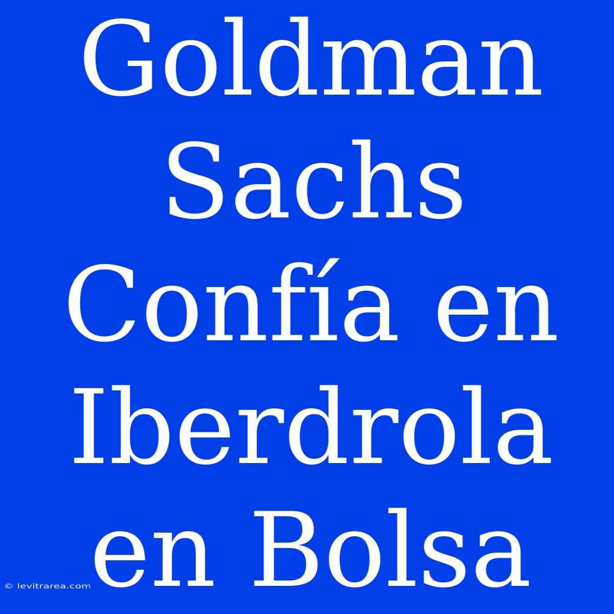 Goldman Sachs Confía En Iberdrola En Bolsa