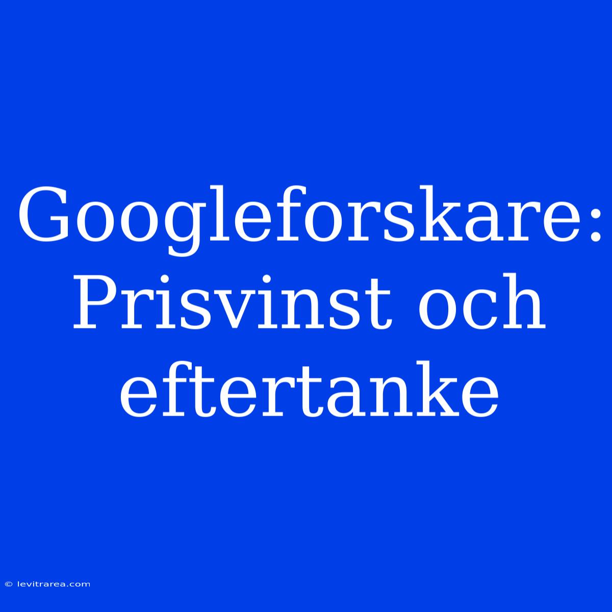 Googleforskare: Prisvinst Och Eftertanke