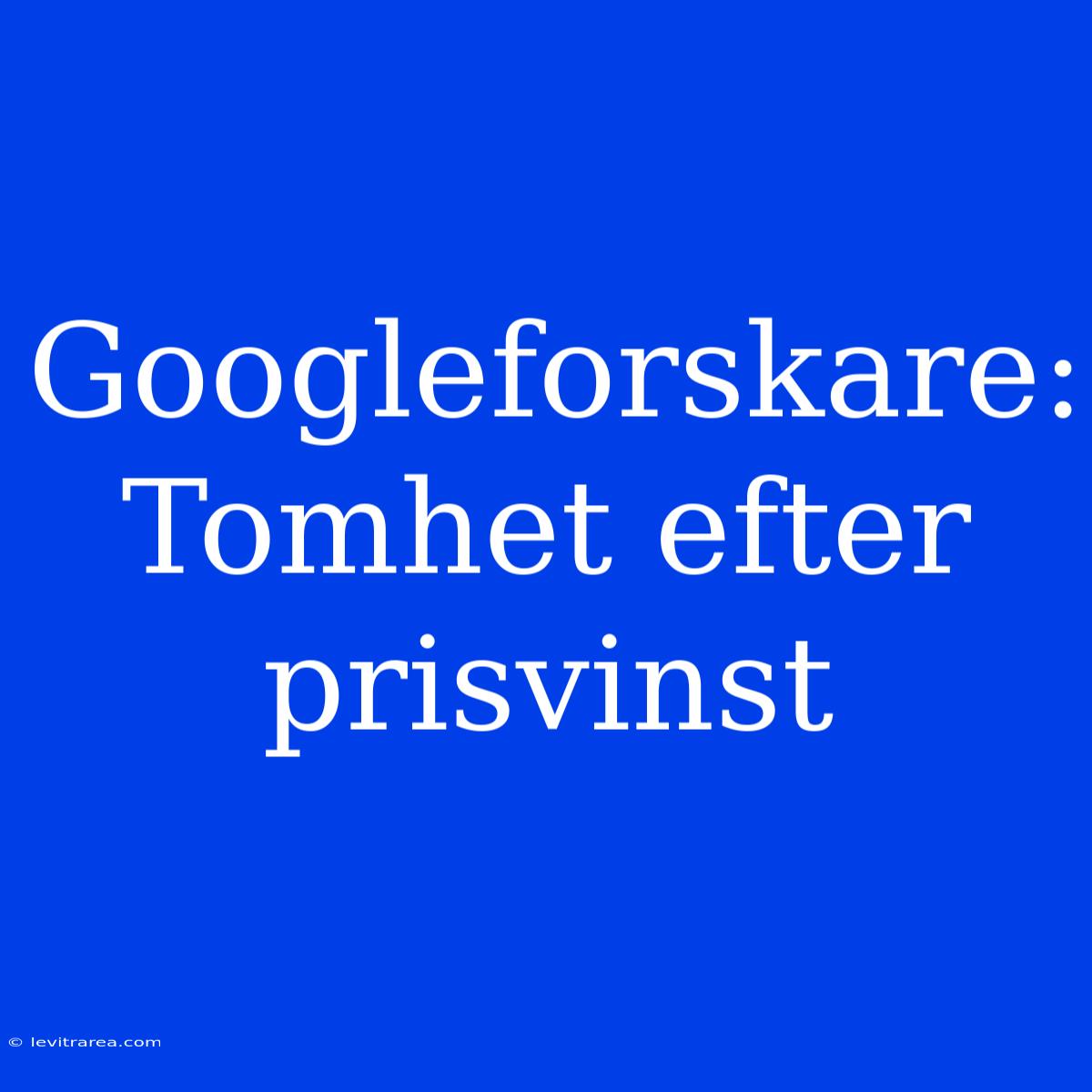 Googleforskare: Tomhet Efter Prisvinst