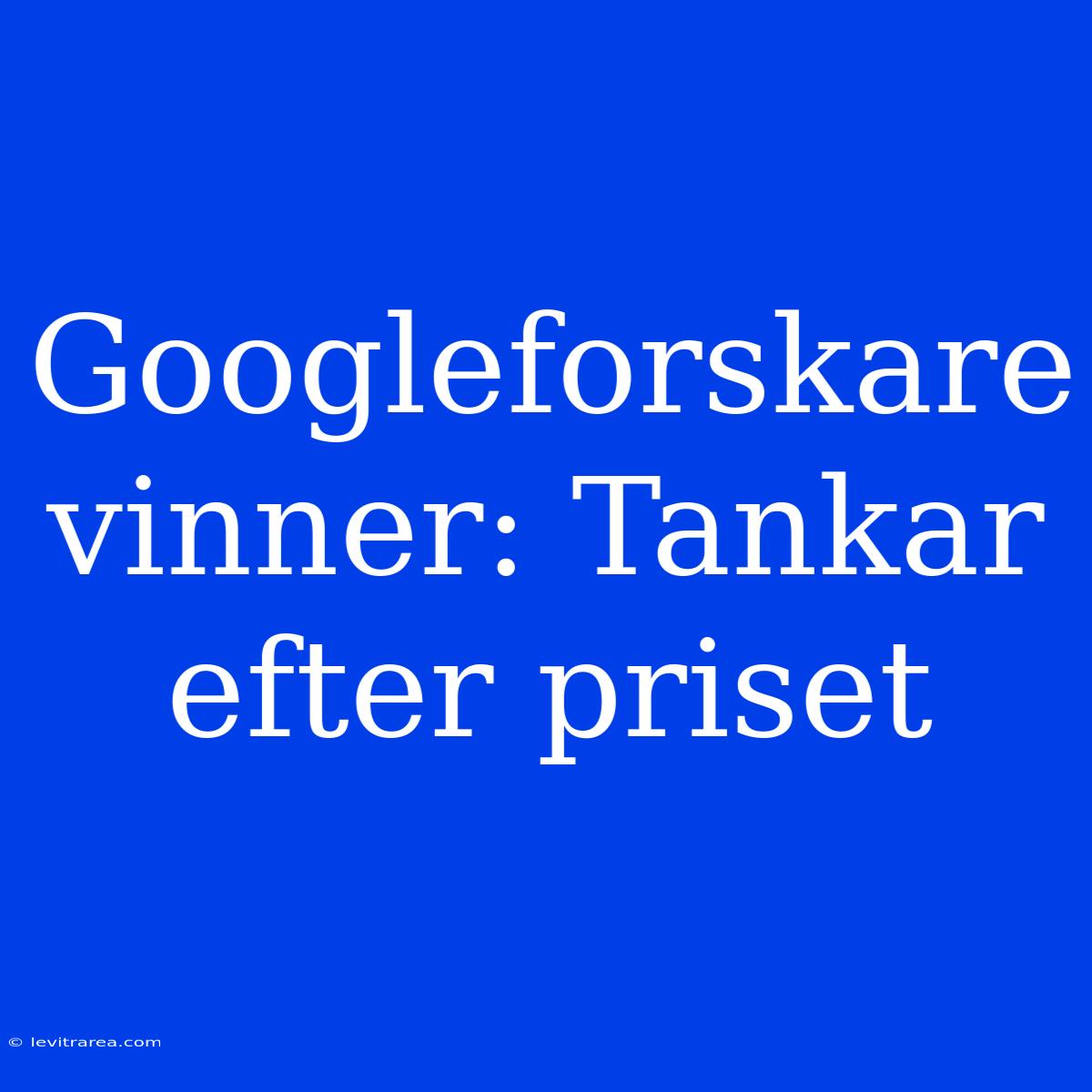 Googleforskare Vinner: Tankar Efter Priset