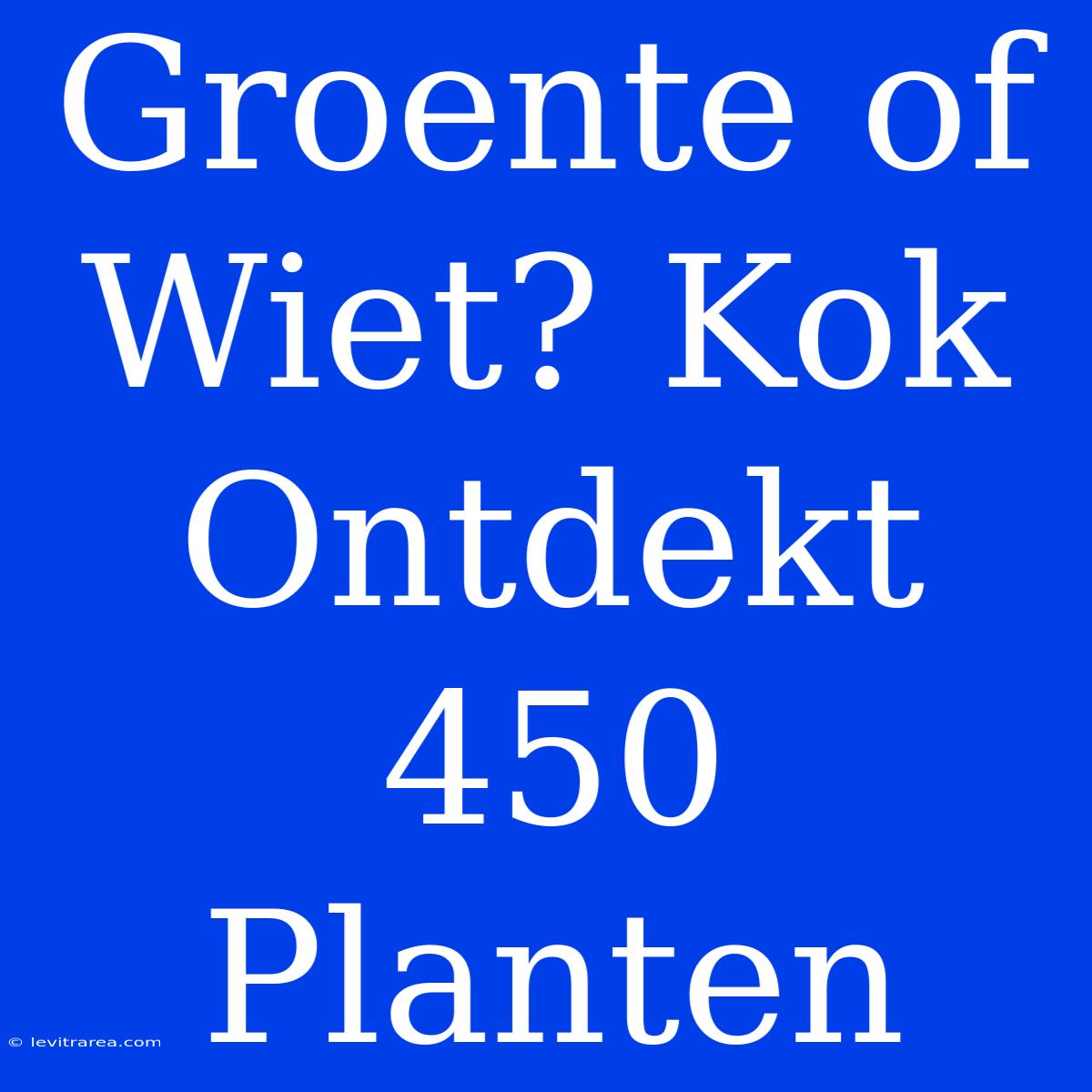 Groente Of Wiet? Kok Ontdekt 450 Planten