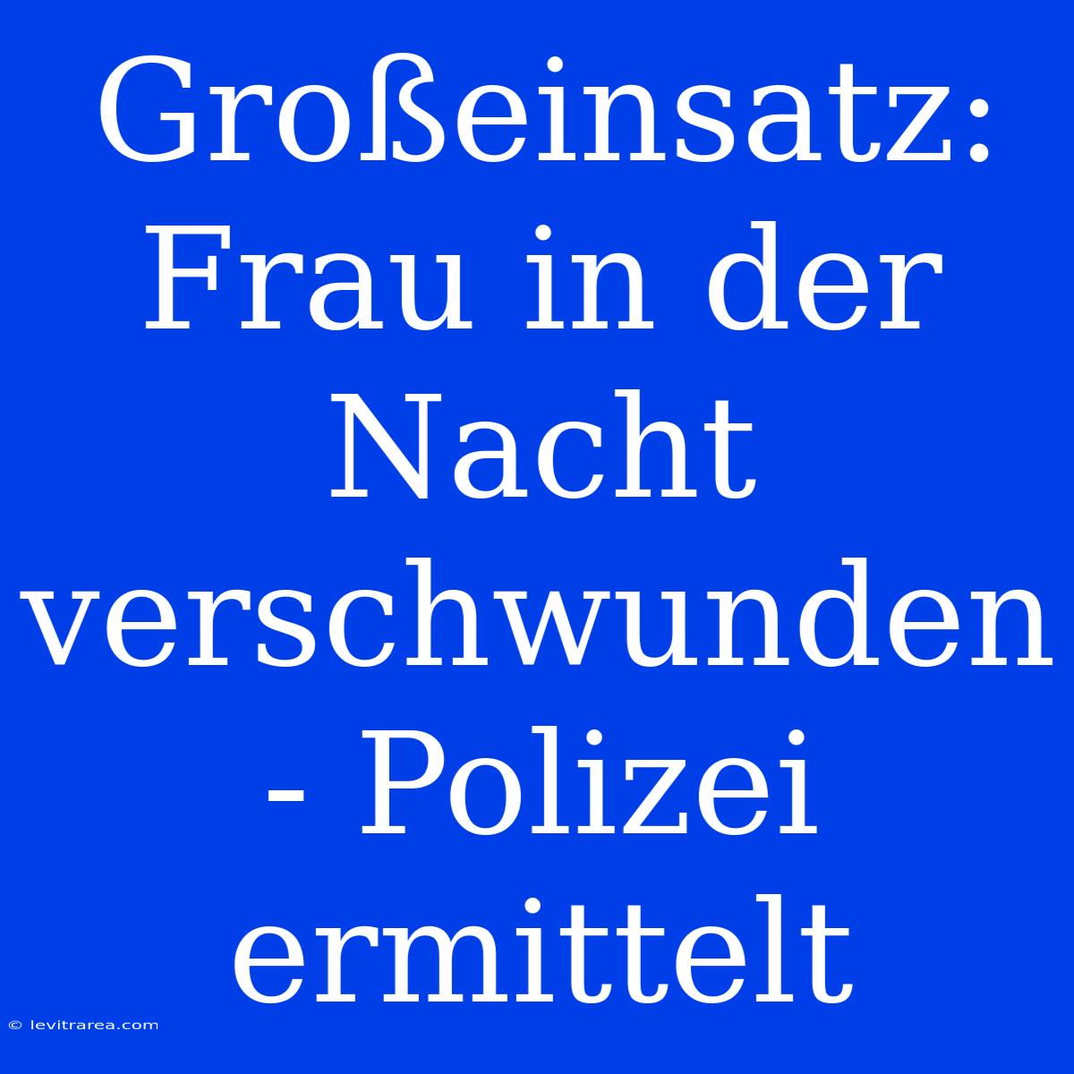 Großeinsatz: Frau In Der Nacht Verschwunden - Polizei Ermittelt