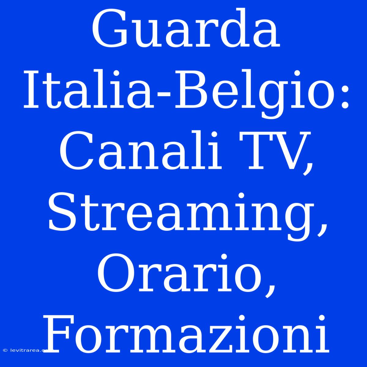 Guarda Italia-Belgio: Canali TV, Streaming, Orario, Formazioni