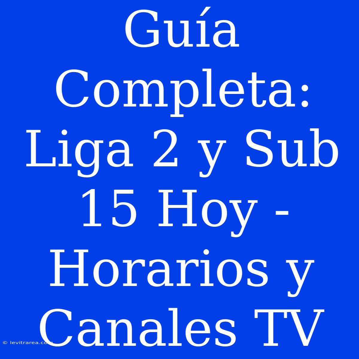 Guía Completa: Liga 2 Y Sub 15 Hoy - Horarios Y Canales TV