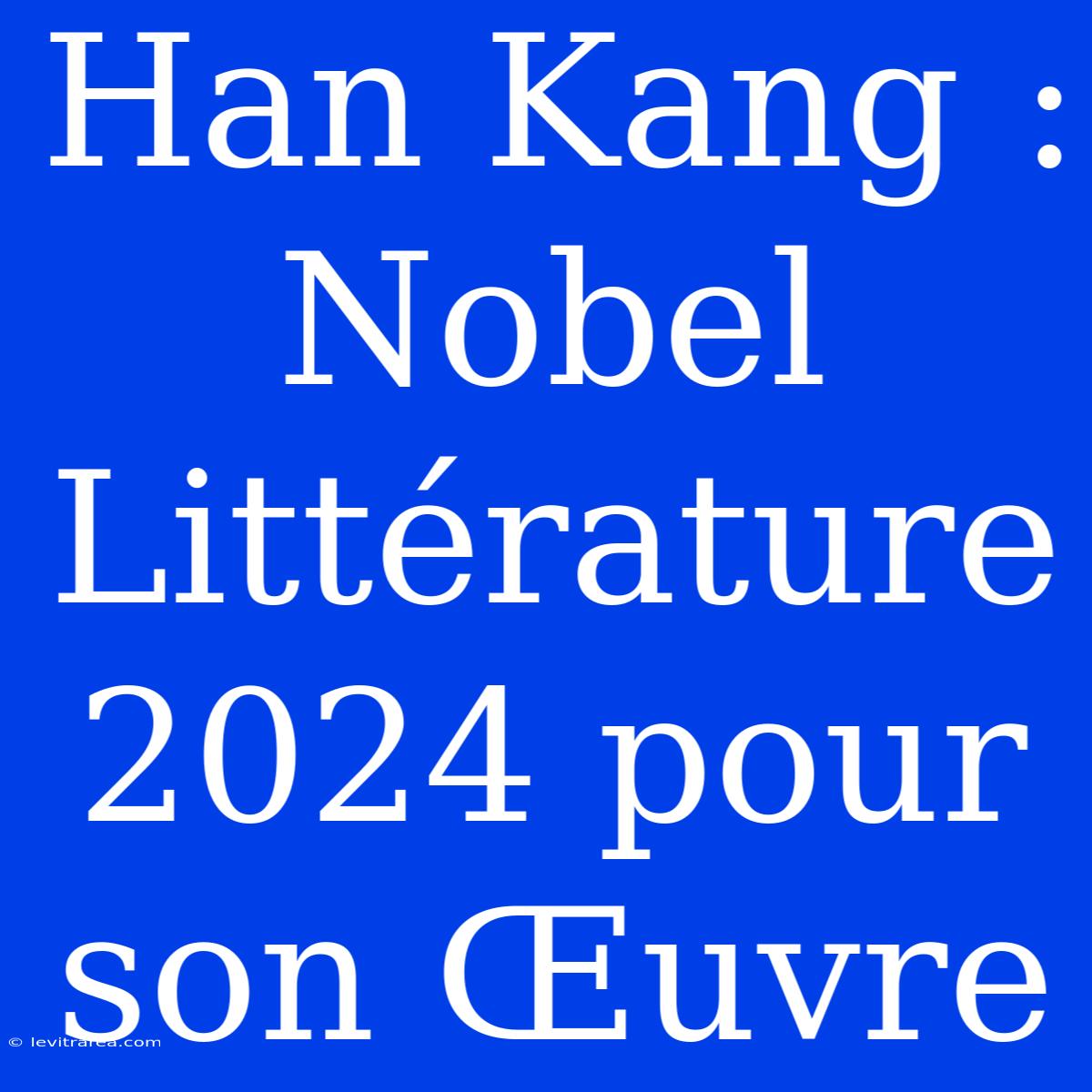 Han Kang : Nobel Littérature 2024 Pour Son Œuvre