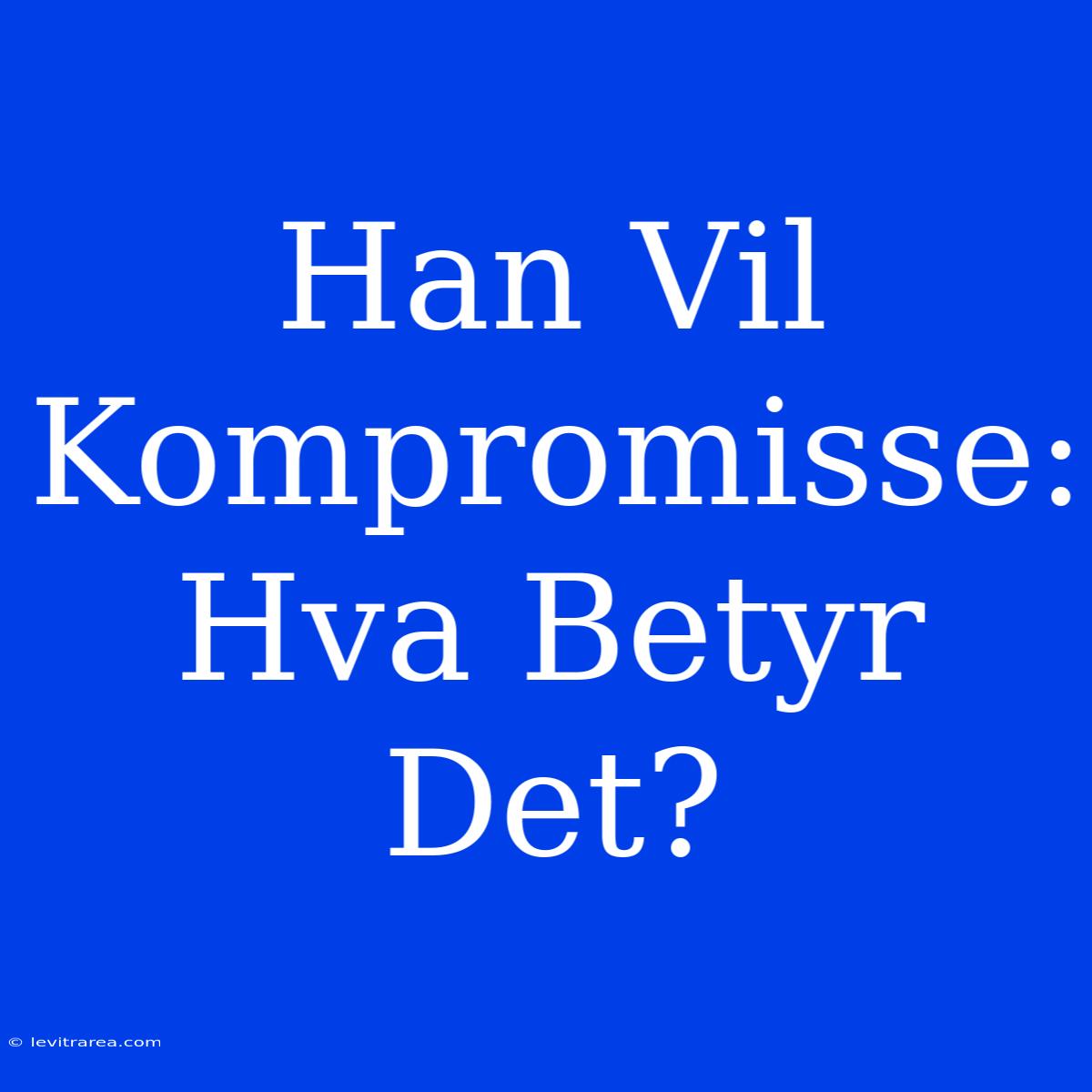 Han Vil Kompromisse: Hva Betyr Det?