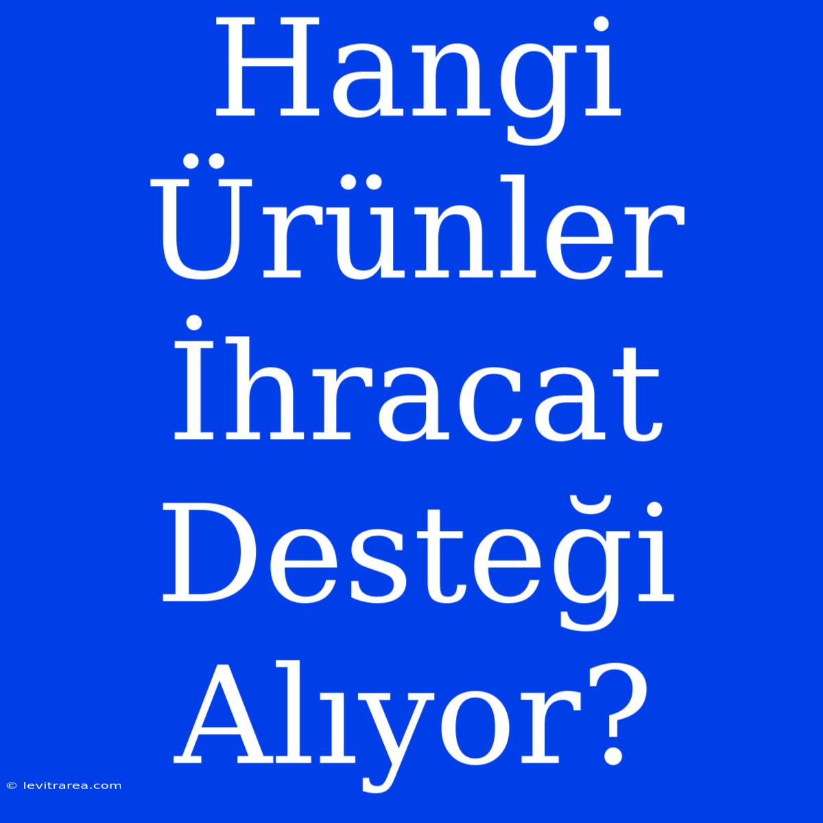 Hangi Ürünler İhracat Desteği Alıyor?