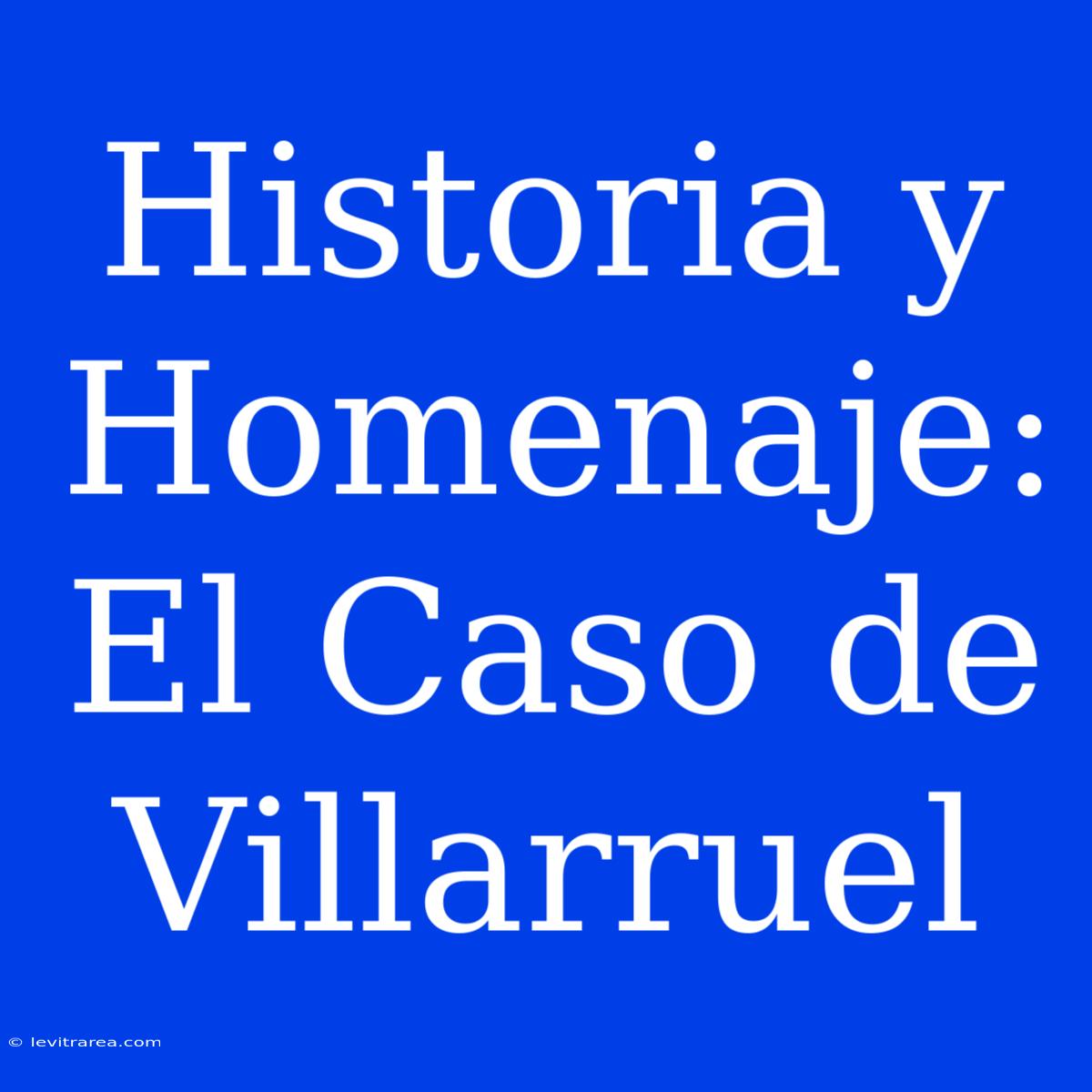 Historia Y Homenaje: El Caso De Villarruel