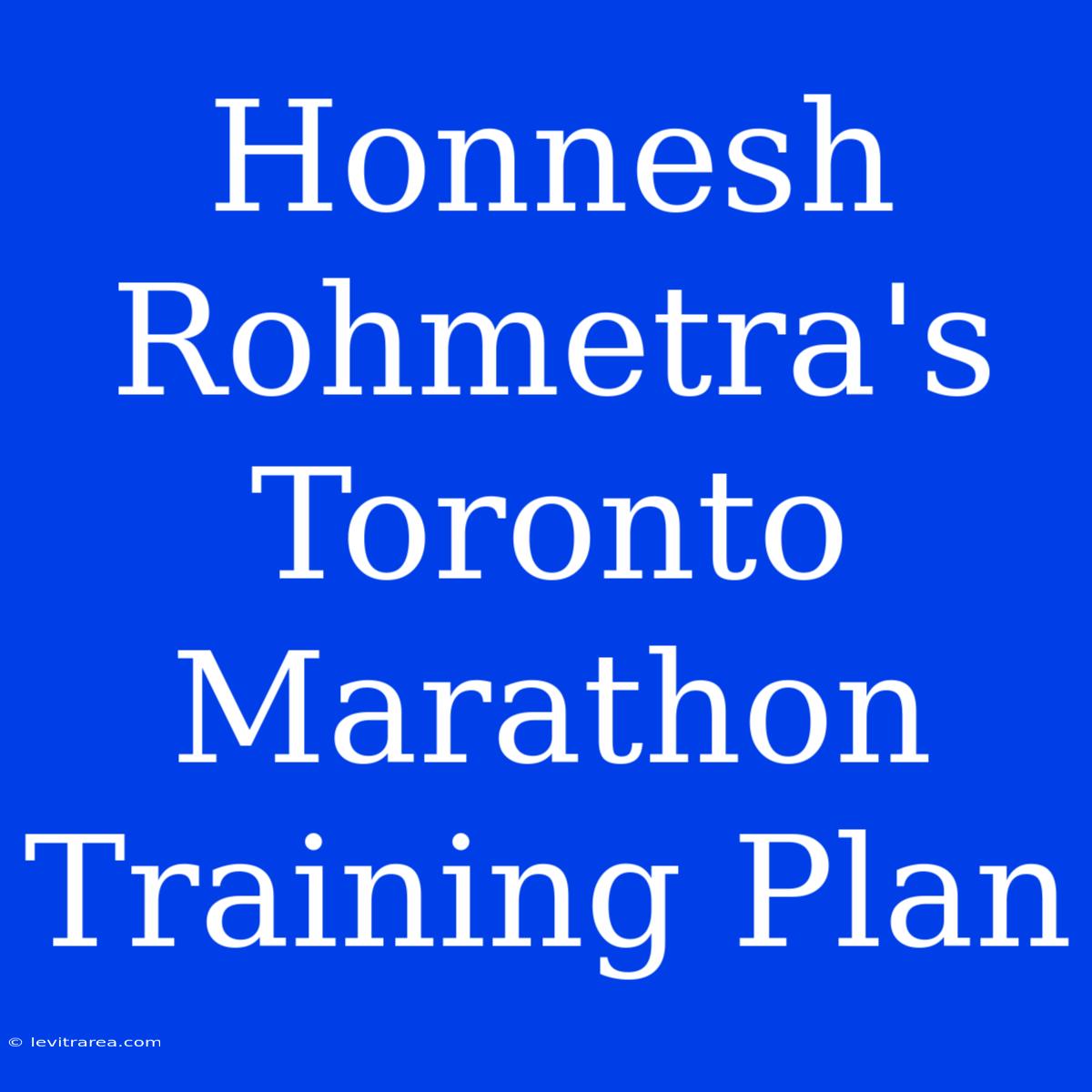 Honnesh Rohmetra's Toronto Marathon Training Plan