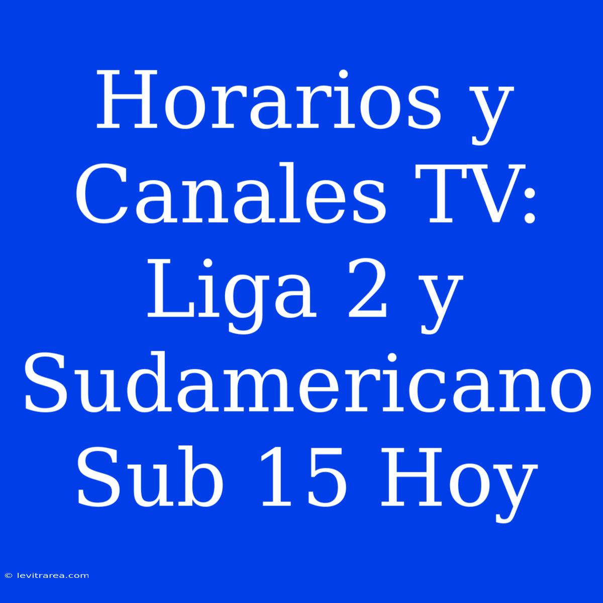 Horarios Y Canales TV: Liga 2 Y Sudamericano Sub 15 Hoy