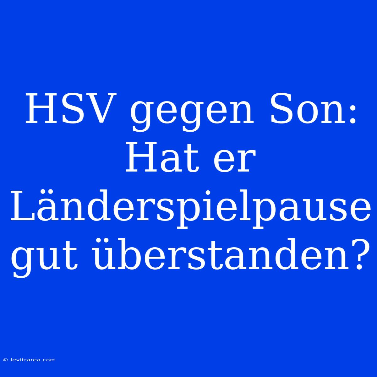 HSV Gegen Son: Hat Er Länderspielpause Gut Überstanden?