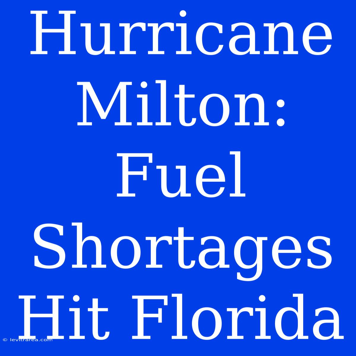 Hurricane Milton: Fuel Shortages Hit Florida