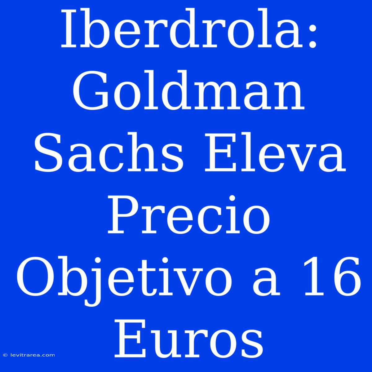 Iberdrola: Goldman Sachs Eleva Precio Objetivo A 16 Euros