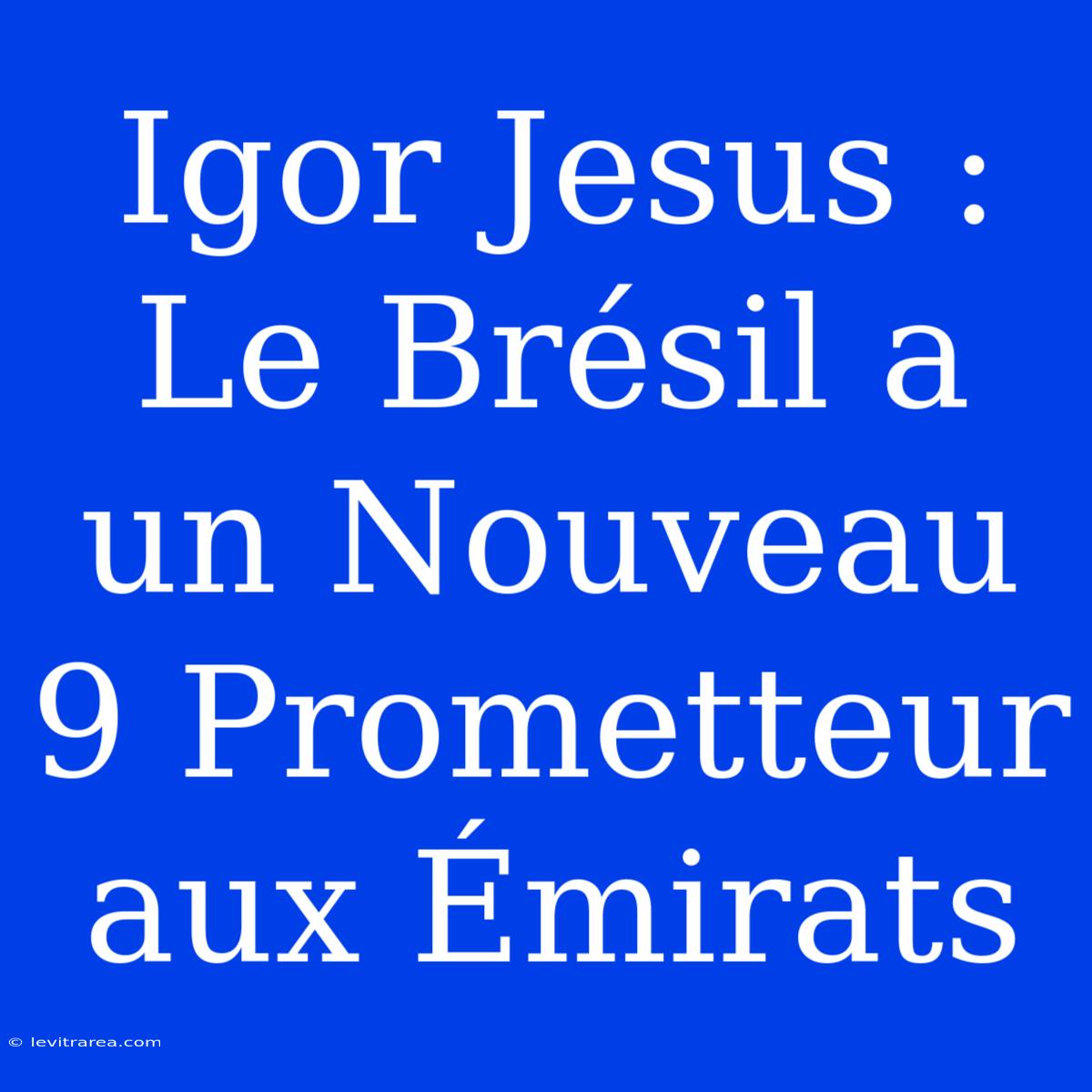 Igor Jesus : Le Brésil A Un Nouveau 9 Prometteur Aux Émirats