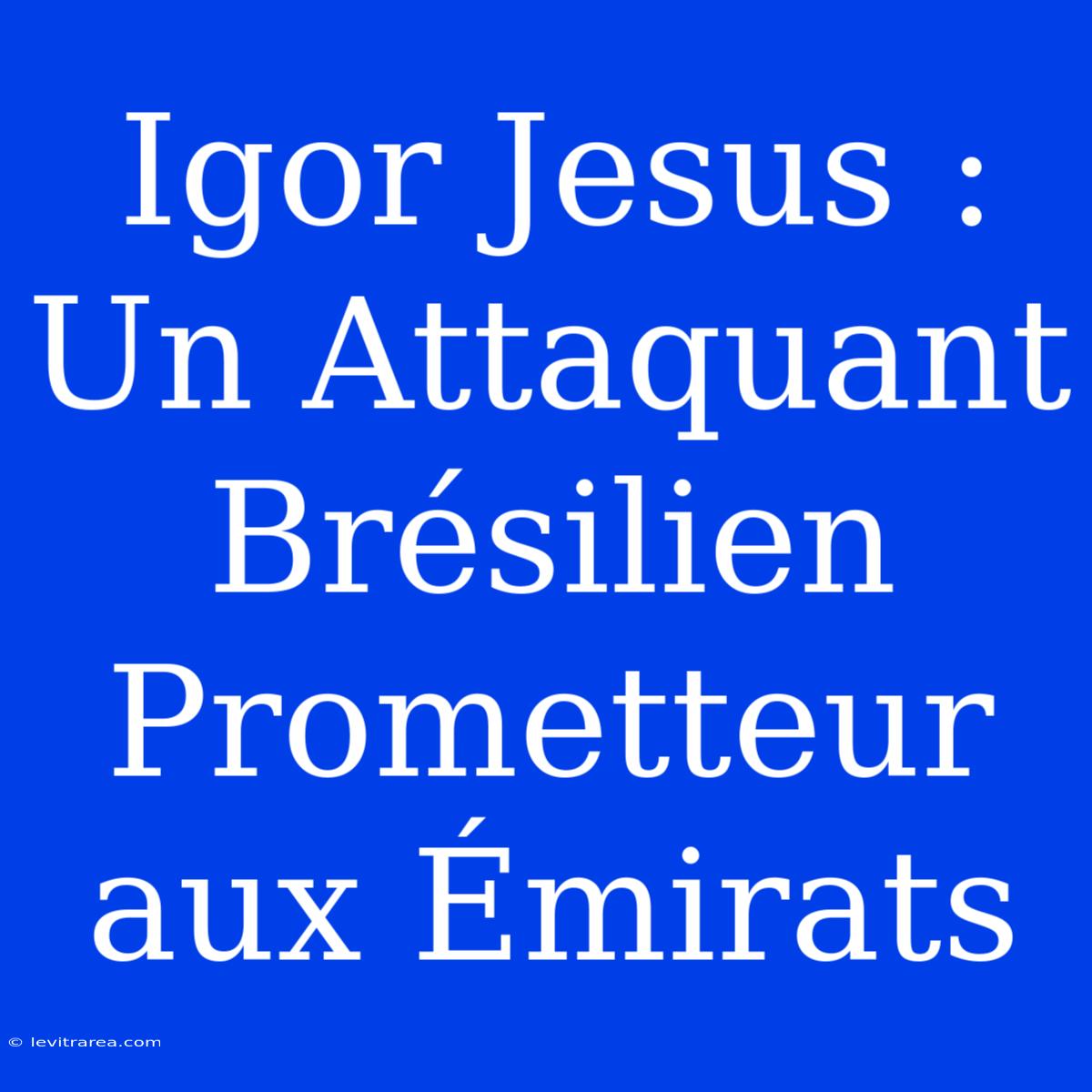 Igor Jesus : Un Attaquant Brésilien Prometteur Aux Émirats