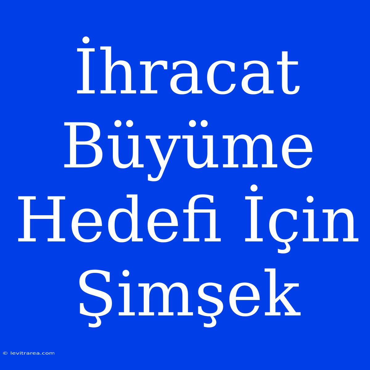 İhracat Büyüme Hedefi İçin Şimşek