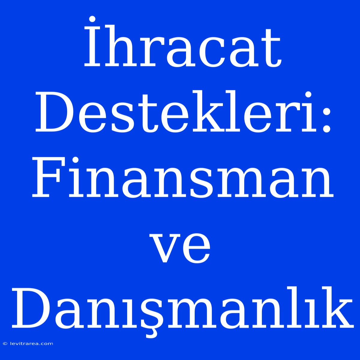 İhracat Destekleri: Finansman Ve Danışmanlık