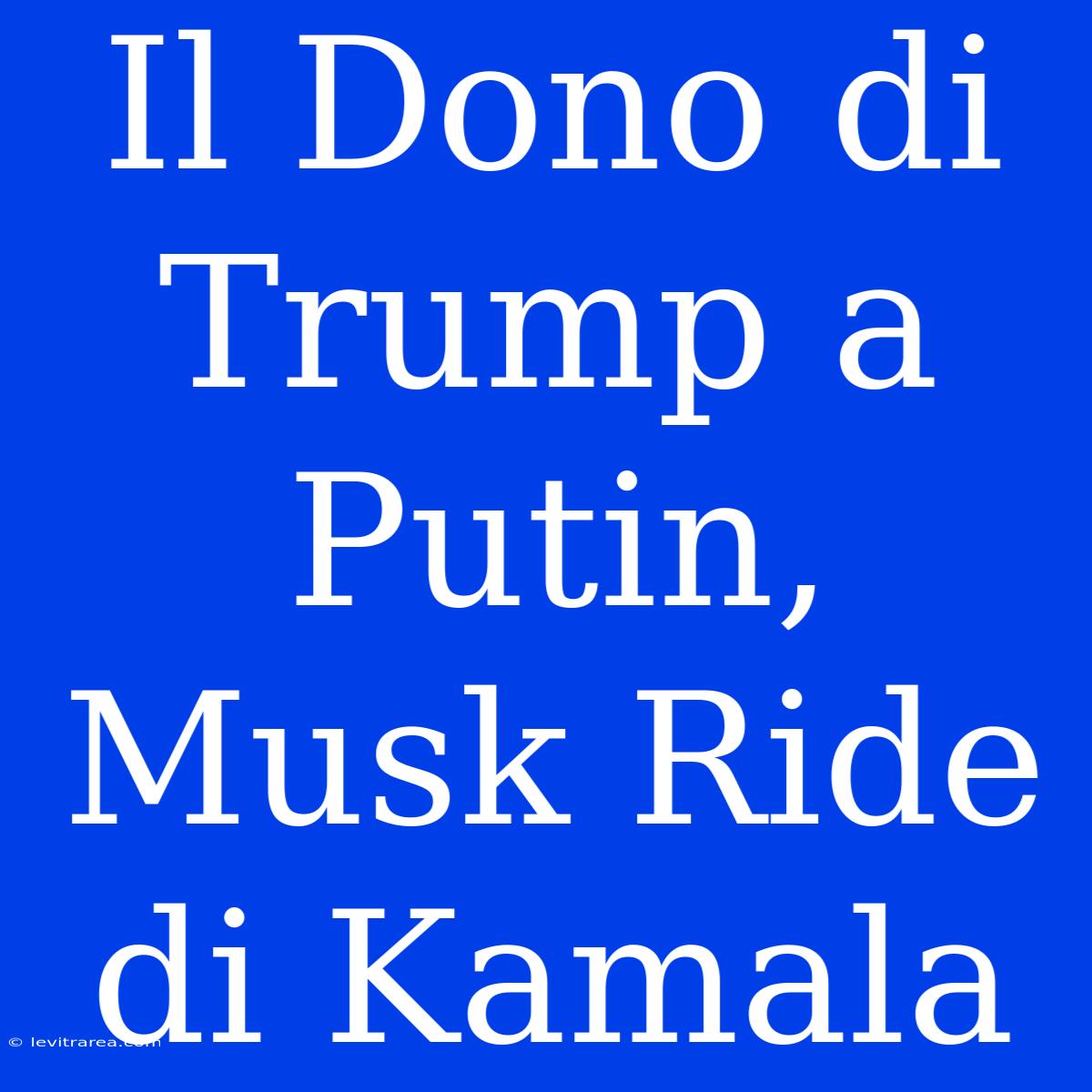 Il Dono Di Trump A Putin, Musk Ride Di Kamala