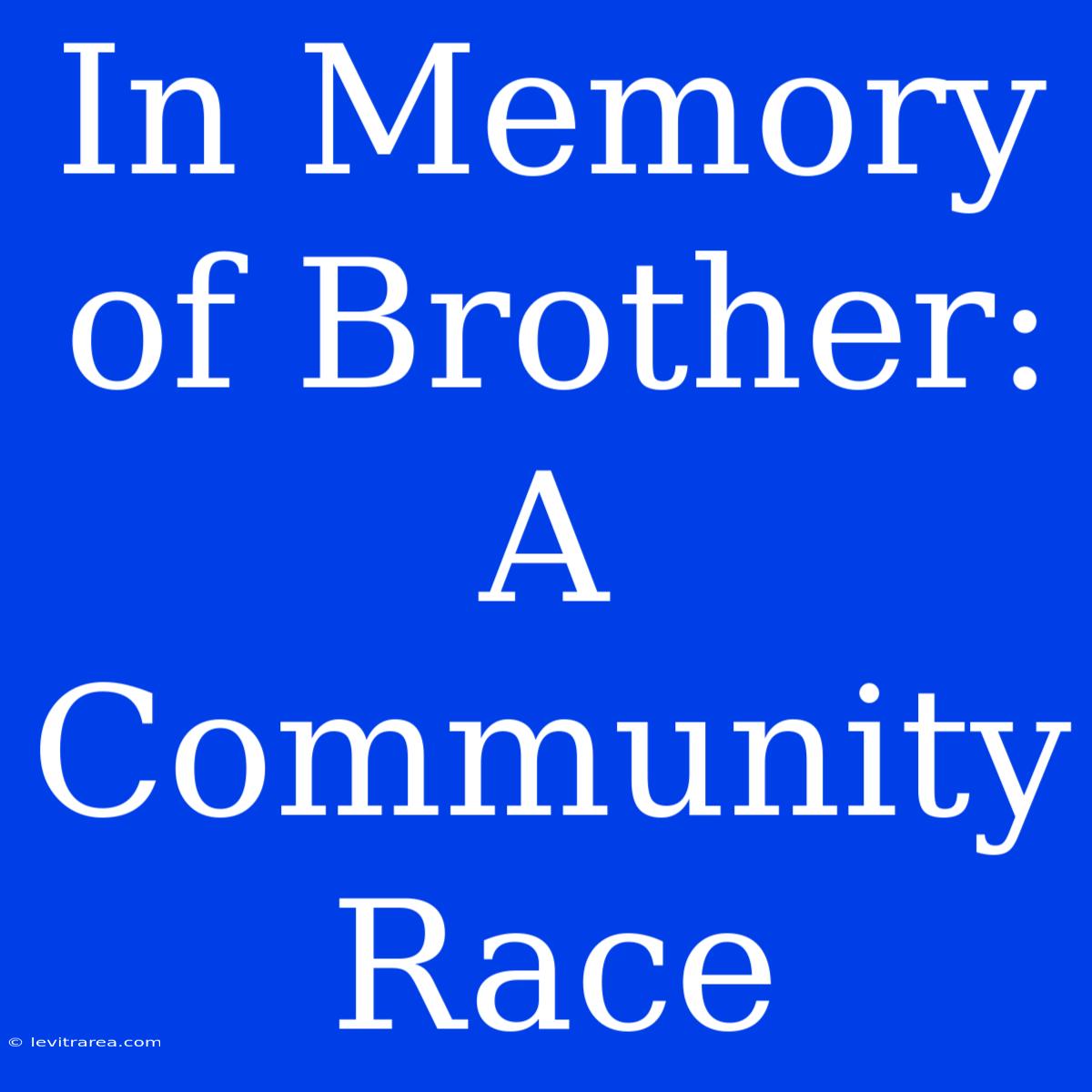 In Memory Of Brother:  A Community Race 