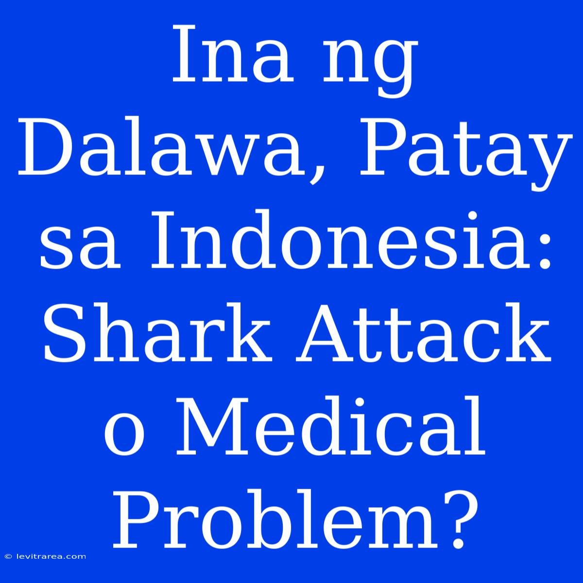 Ina Ng Dalawa, Patay Sa Indonesia: Shark Attack O Medical Problem?