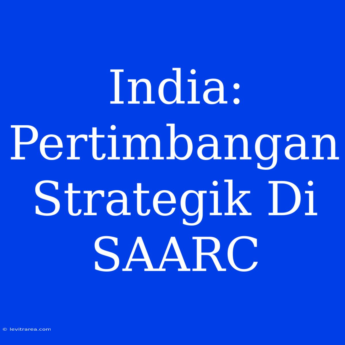 India: Pertimbangan Strategik Di SAARC