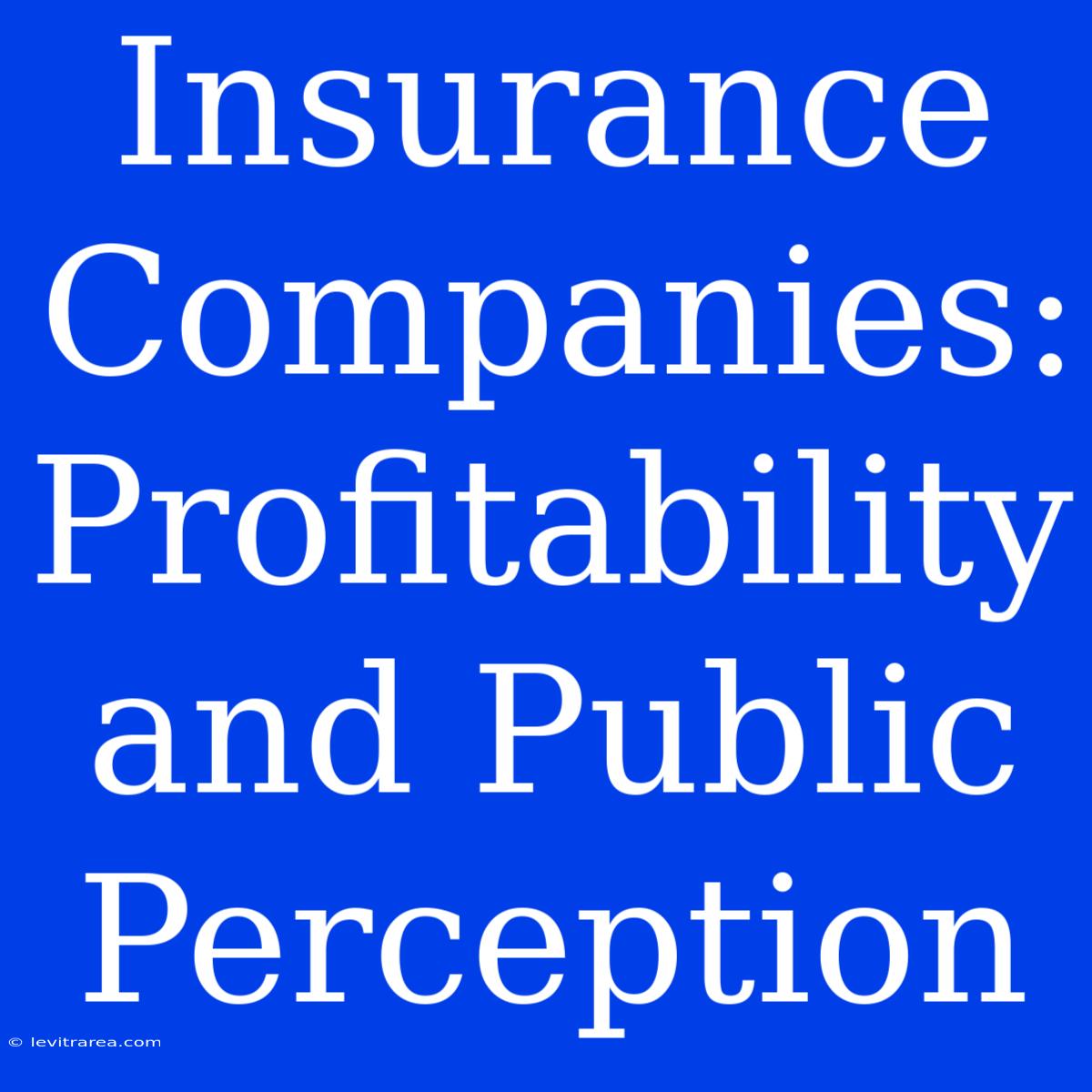 Insurance Companies: Profitability And Public Perception