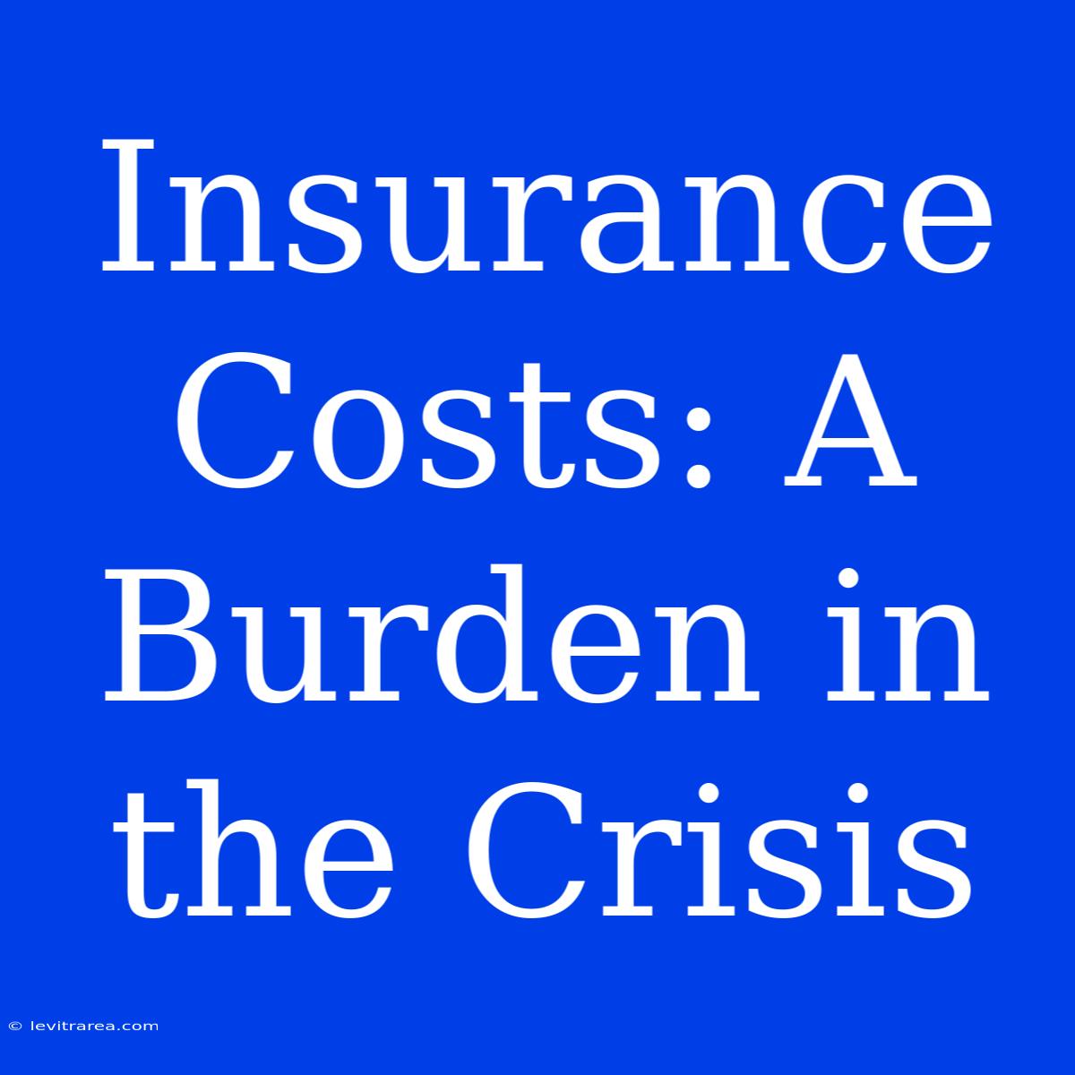 Insurance Costs: A Burden In The Crisis