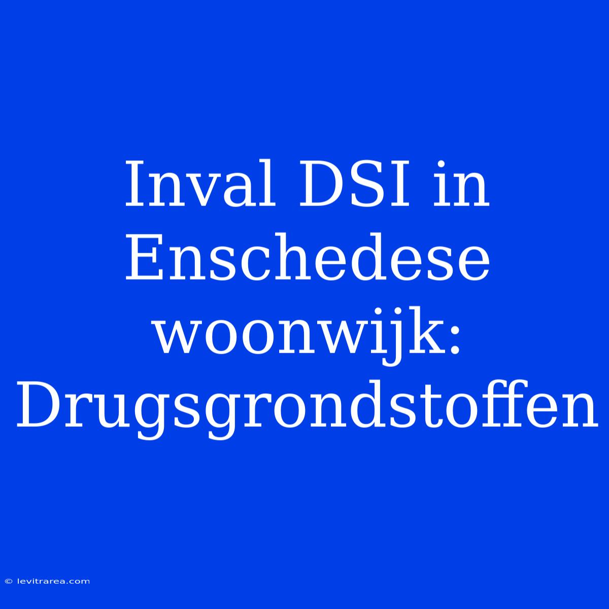 Inval DSI In Enschedese Woonwijk: Drugsgrondstoffen