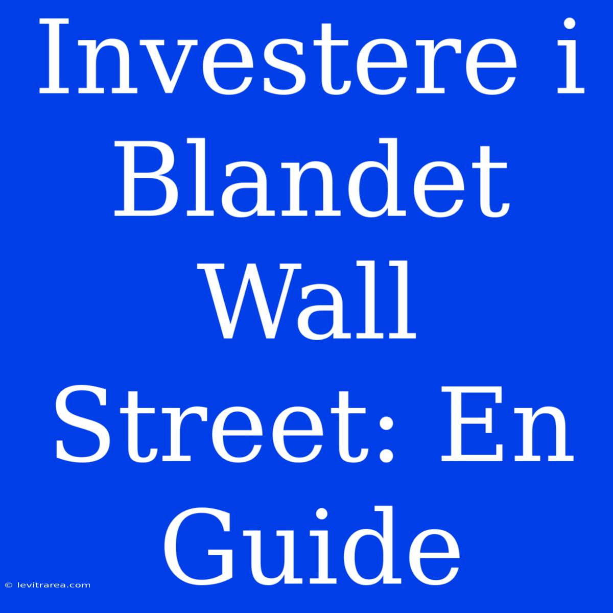 Investere I Blandet Wall Street: En Guide