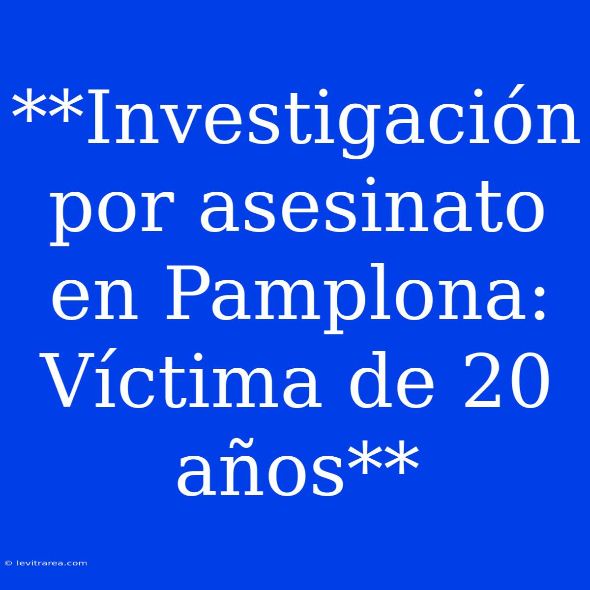 **Investigación Por Asesinato En Pamplona: Víctima De 20 Años**