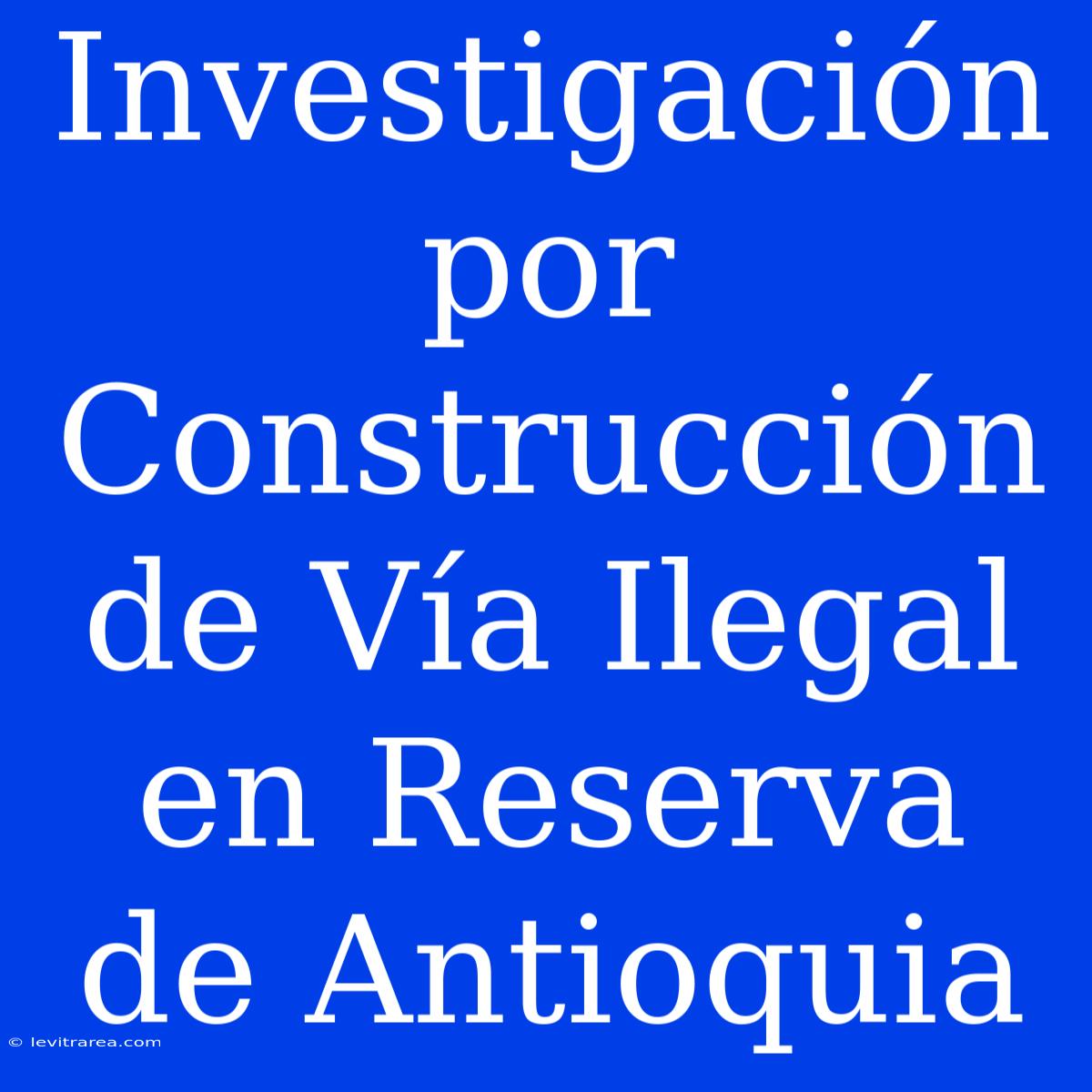 Investigación Por Construcción De Vía Ilegal En Reserva De Antioquia