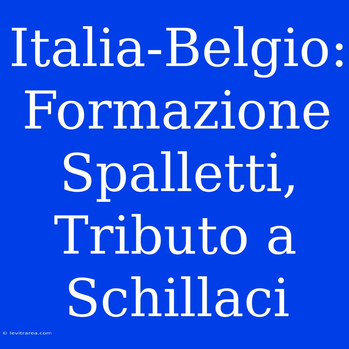 Italia-Belgio: Formazione Spalletti, Tributo A Schillaci