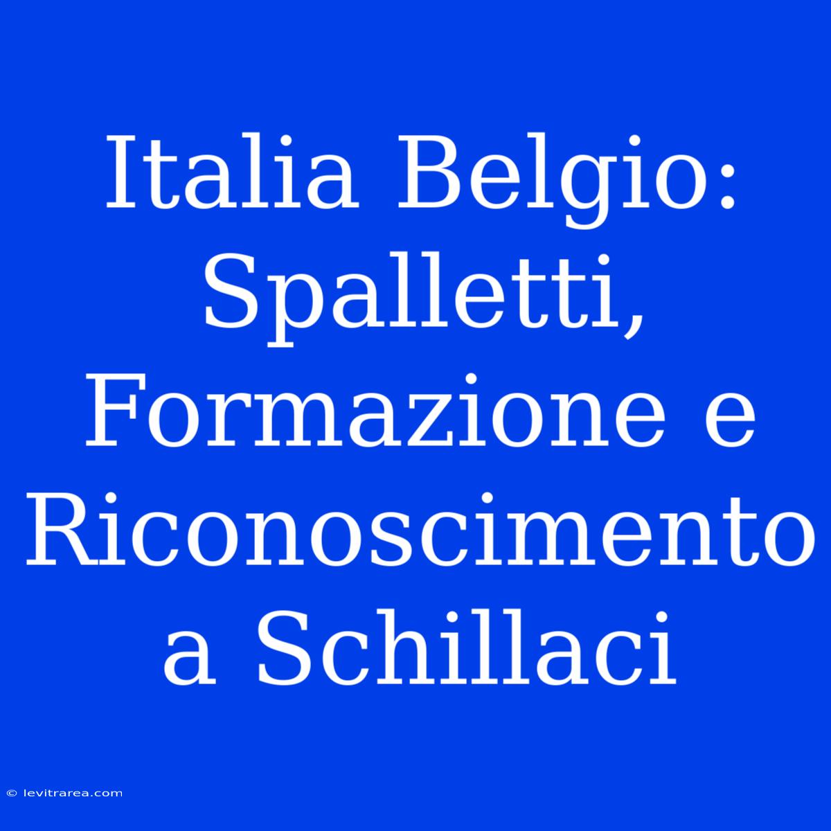 Italia Belgio: Spalletti, Formazione E Riconoscimento A Schillaci 