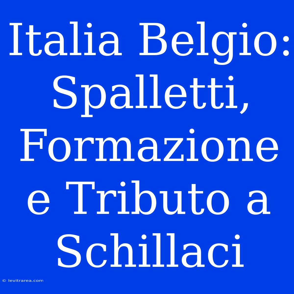 Italia Belgio: Spalletti, Formazione E Tributo A Schillaci