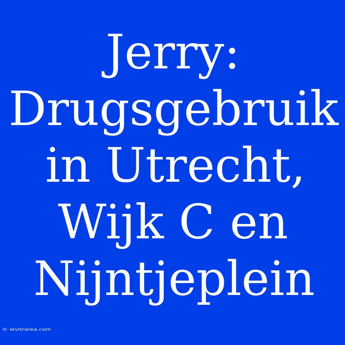 Jerry: Drugsgebruik In Utrecht, Wijk C En Nijntjeplein 