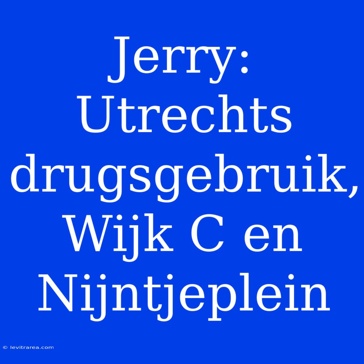 Jerry: Utrechts Drugsgebruik, Wijk C En Nijntjeplein