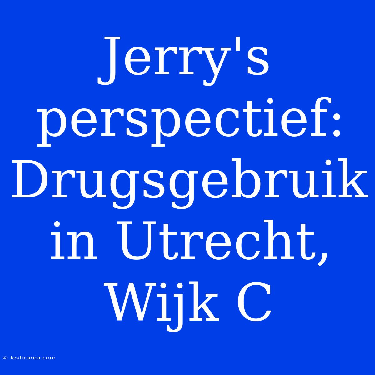 Jerry's Perspectief: Drugsgebruik In Utrecht, Wijk C