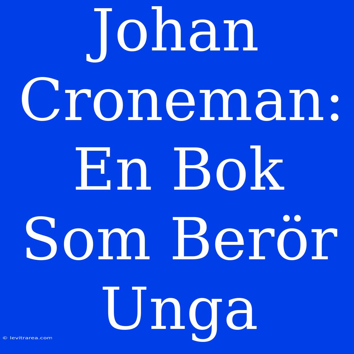 Johan Croneman: En Bok Som Berör Unga