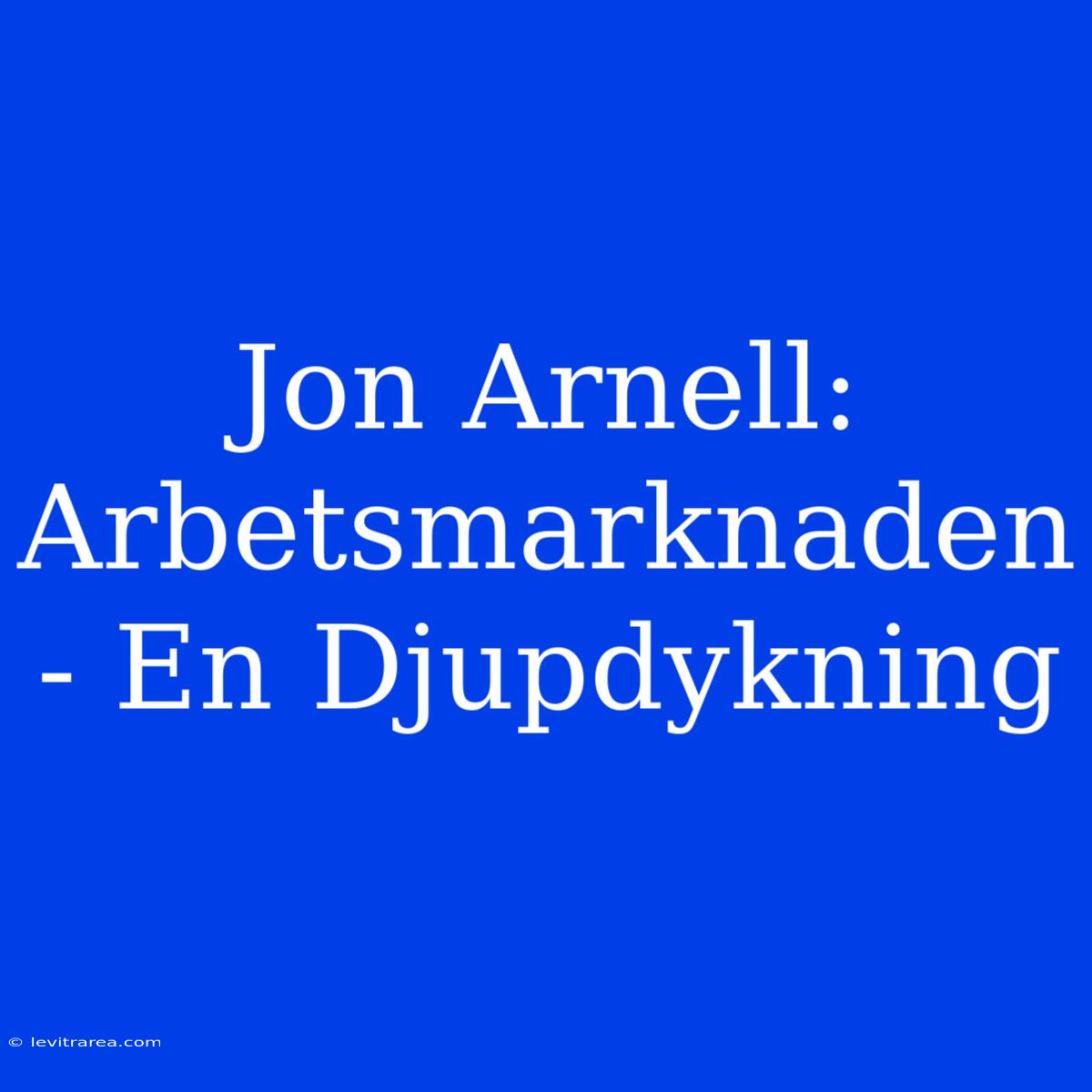 Jon Arnell: Arbetsmarknaden - En Djupdykning