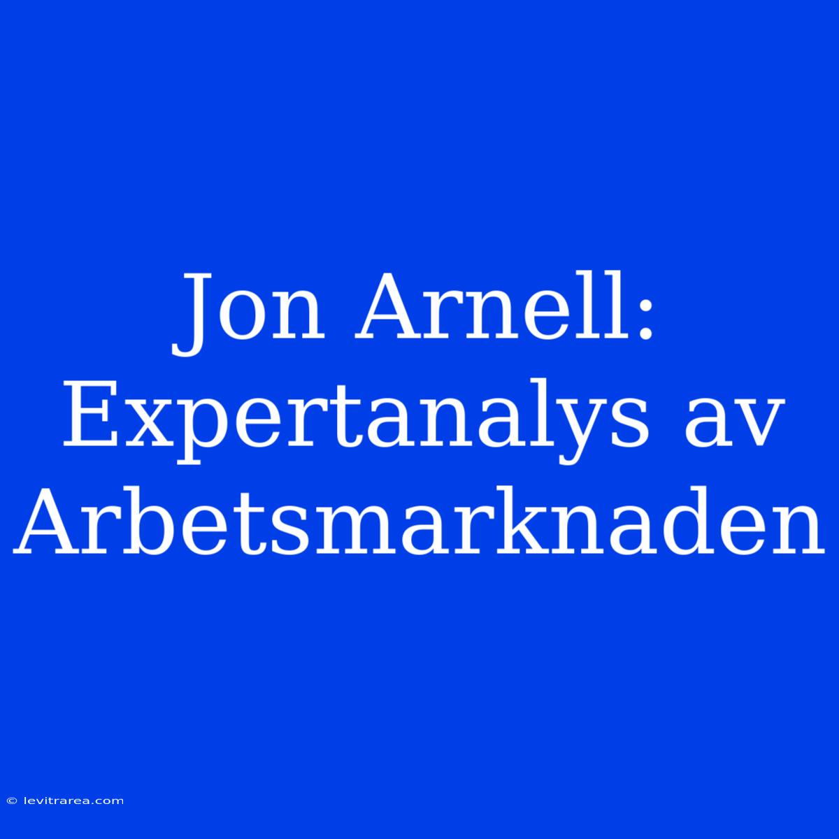 Jon Arnell: Expertanalys Av Arbetsmarknaden