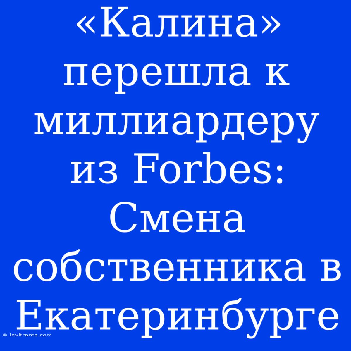 «Калина» Перешла К Миллиардеру Из Forbes: Смена Собственника В Екатеринбурге