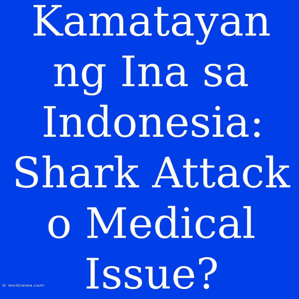 Kamatayan Ng Ina Sa Indonesia: Shark Attack O Medical Issue?