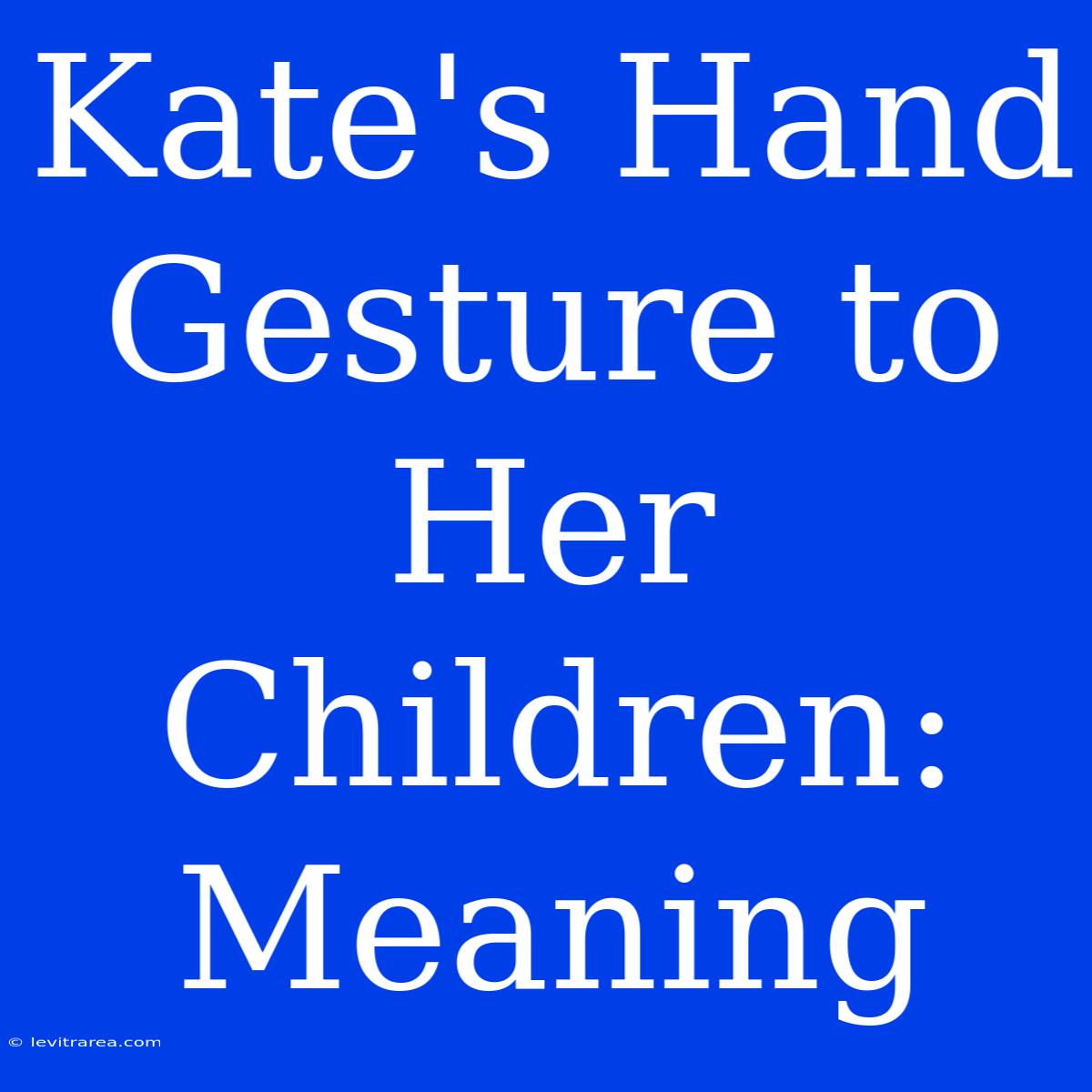 Kate's Hand Gesture To Her Children: Meaning 