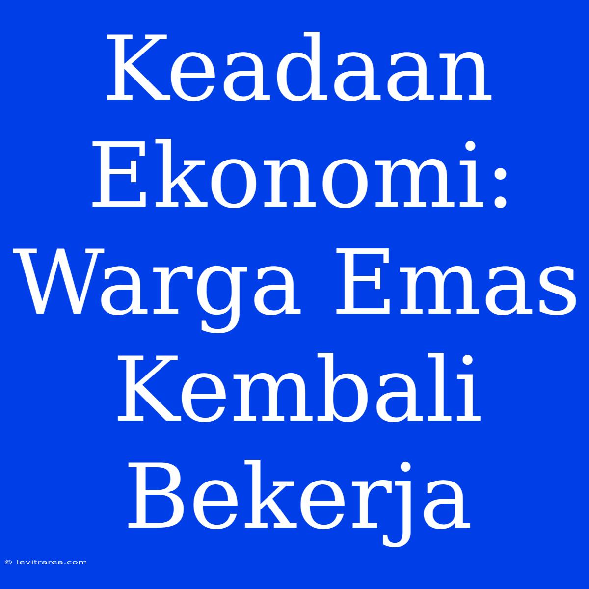 Keadaan Ekonomi: Warga Emas Kembali Bekerja