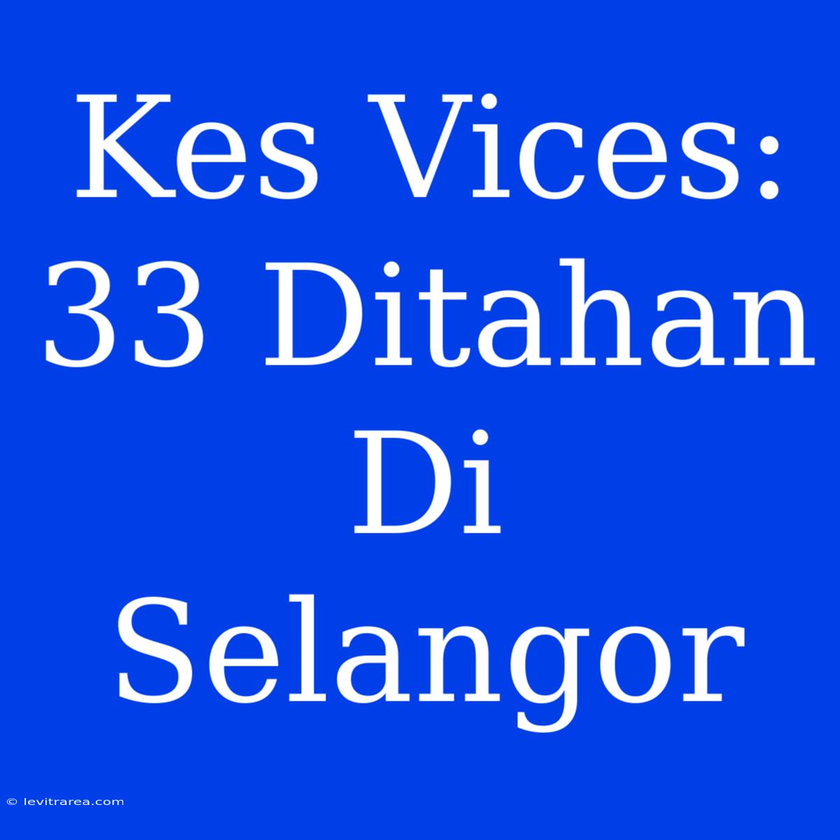 Kes Vices: 33 Ditahan Di Selangor